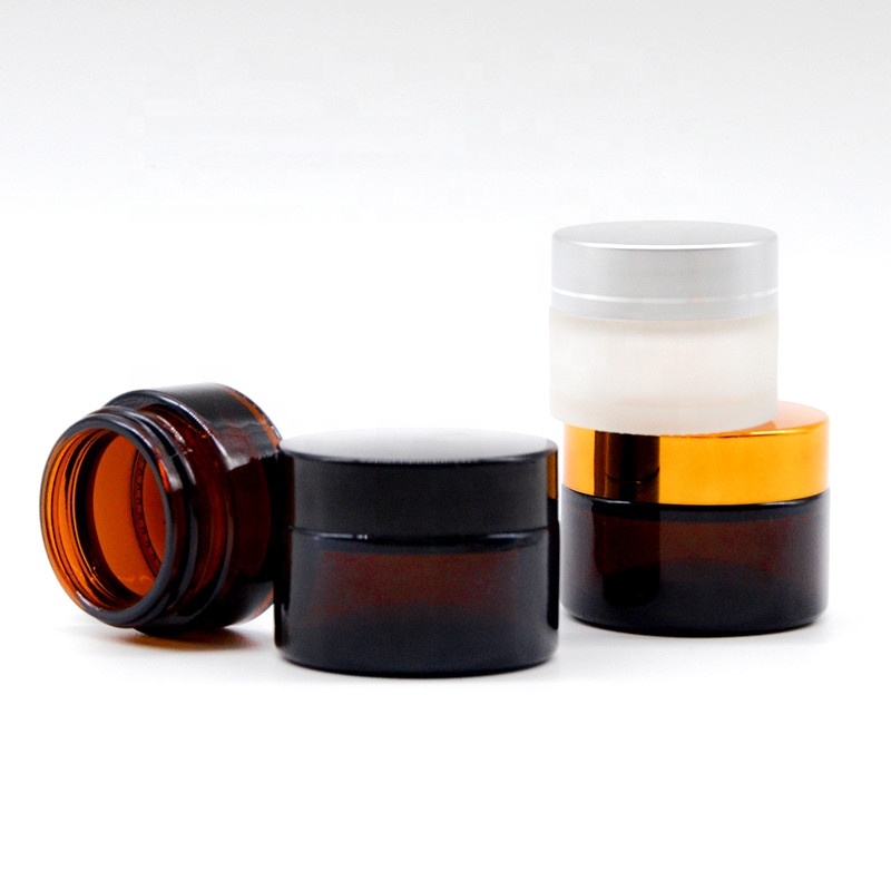 Elegant cosmetic container empty cream jars glass jar black lid flat cosmetic jars