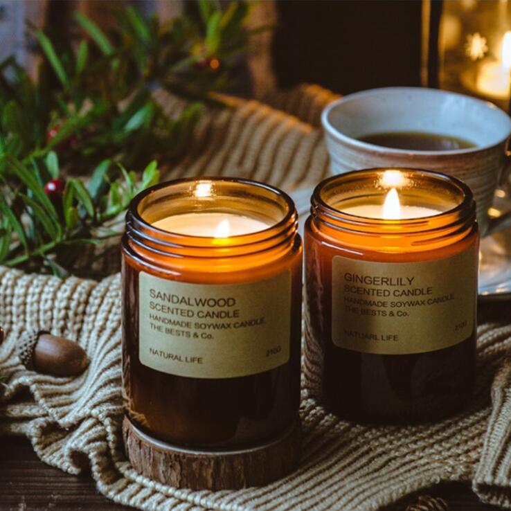 Elegant empty cheap simple tawny home decoration glass candle container candle jars