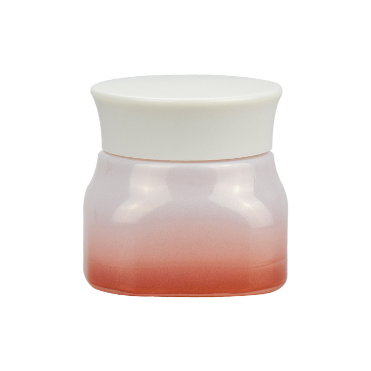 Elegant empty red white gradient color container jars with inner liner 50g moisturizers lotions glass jar with white lid