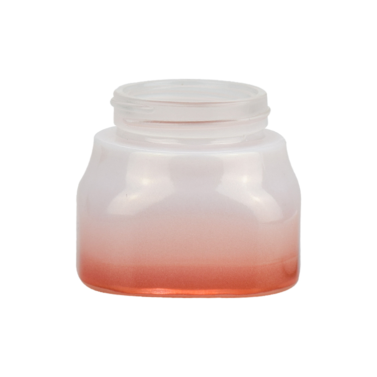 Elegant empty red white gradient color container jars with inner liner 50g moisturizers lotions glass jar with white lid
