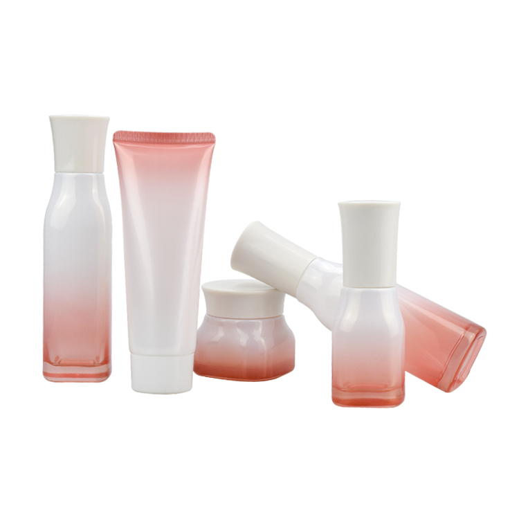 Elegant empty red white gradient color container jars with inner liner 50g moisturizers lotions glass jar with white lid