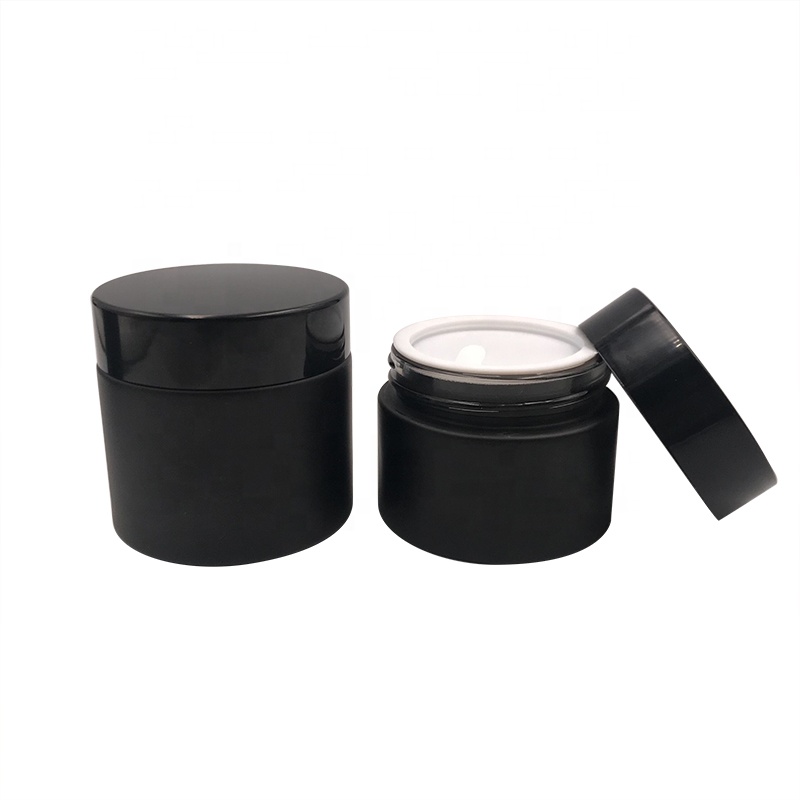 Elegant premium 5g 10g 15g 20g 30g 50g 100g matte black opaque glass cream jar for personal care