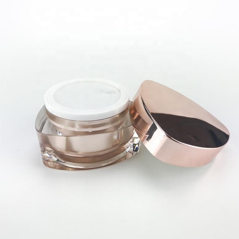 Elegant triangle rose gold acrylic double wall eye cream plastic jars jar cosmetic jar