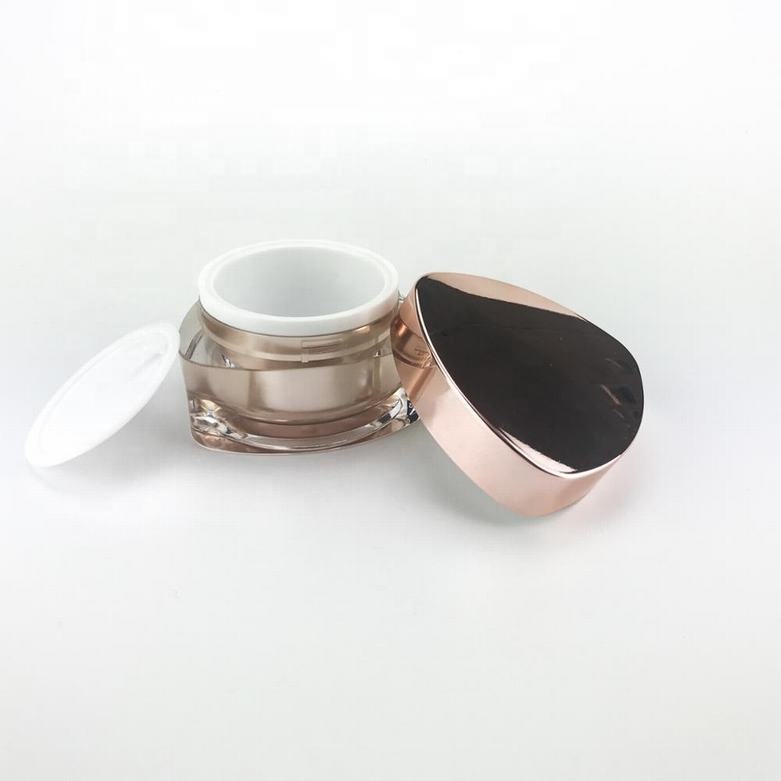 Elegant triangle rose gold acrylic double wall eye cream plastic jars jar cosmetic jar