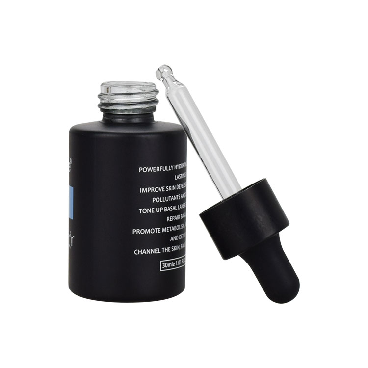 Elegant10ml 30ml 50ml 60ml 10ml 1oz matte black glass serum dropper bottle 2 oz