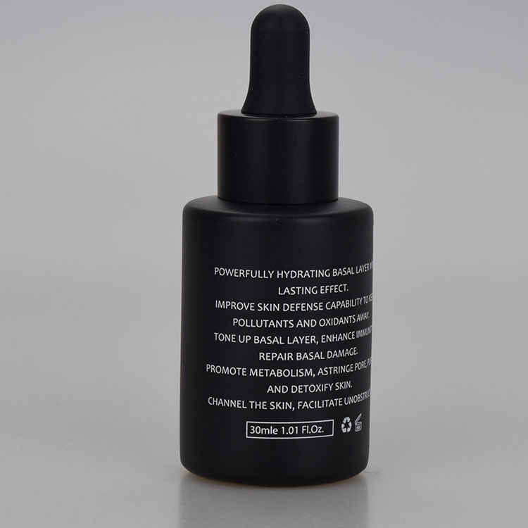 Elegant10ml 30ml 50ml 60ml 10ml 1oz matte black glass serum dropper bottle 2 oz