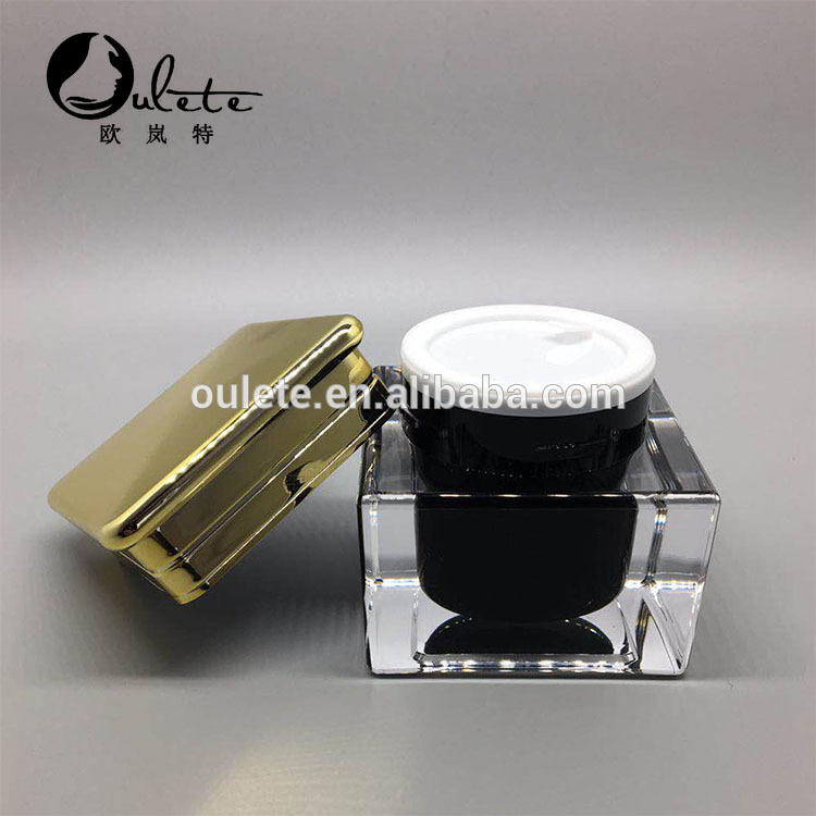 Elegent Black Square 15g,30g,50g acrylic cosmetic jar