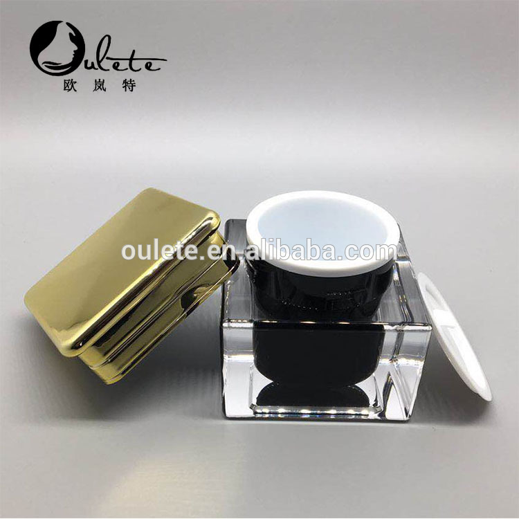 Elegent Black Square 15g,30g,50g acrylic cosmetic jar