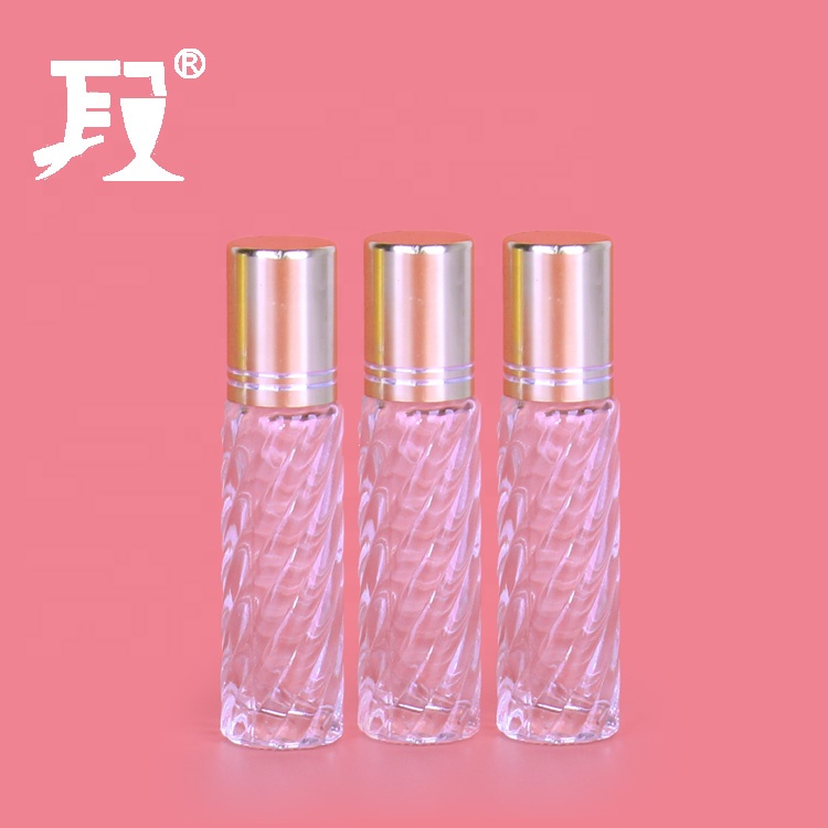 Embossed round 10ml glass perfume spray bottle with lids