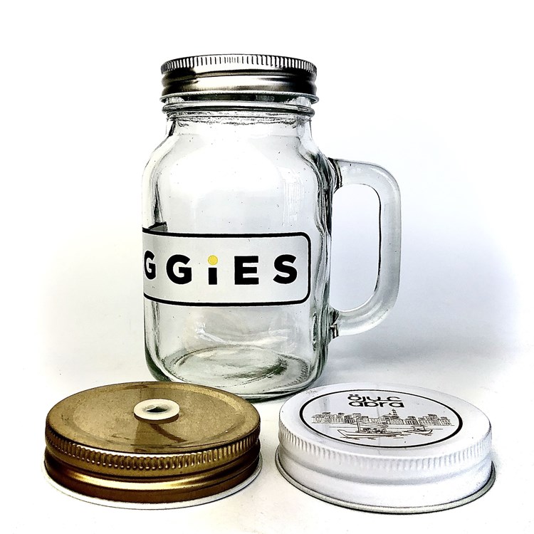 Embossment style handle glass beverage mason jar for holiday business souvenir gift promotion