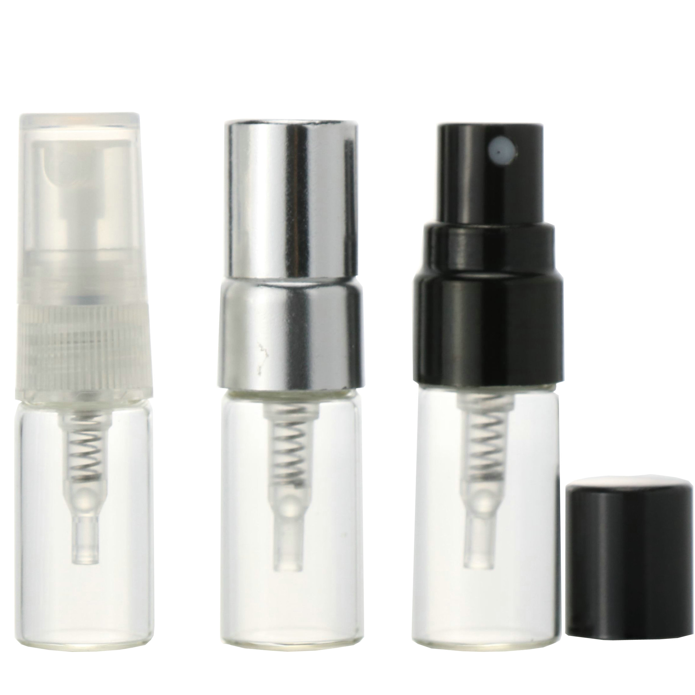 Empty 1.5ml 2ml 3ml clear mini atomizer mist vial sample perfume glass spray bottle