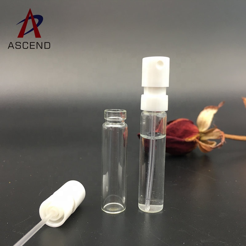 Empty 1.5ml 2ml 3ml clear mini atomizer mist vial sample perfume glass spray bottle