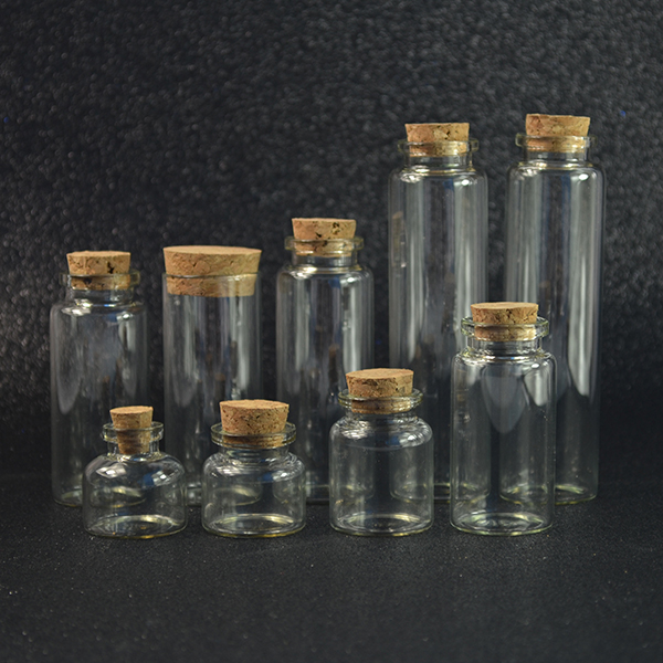 Empty 1.5ml 3ml 5ml 10ml 15ml 20ml 30ml Vials Clear Mini Sample Jars Glass Bottles with Corks