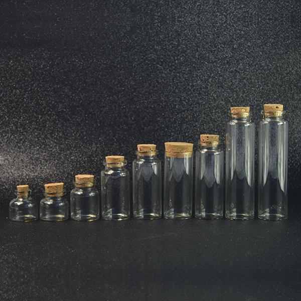 Empty 1.5ml 3ml 5ml 10ml 15ml 20ml 30ml Vials Clear Mini Sample Jars Glass Bottles with Corks