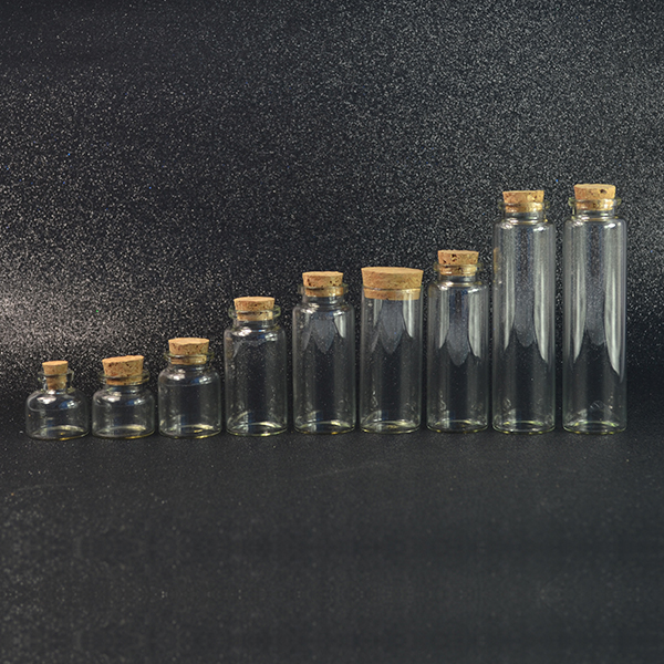 Empty 1.5ml 3ml 5ml 10ml 15ml 20ml 30ml Vials Clear Mini Sample Jars Glass Bottles with Corks