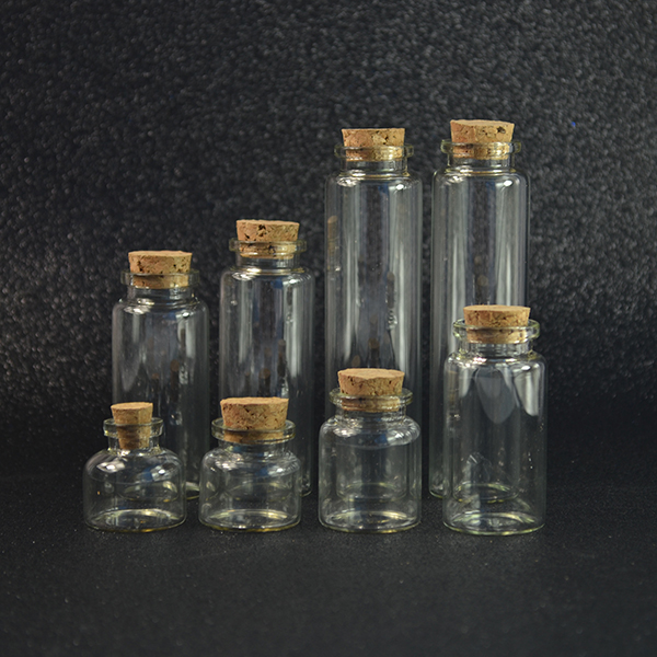 Empty 1.5ml 3ml 5ml 10ml 15ml 20ml 30ml Vials Clear Mini Sample Jars Glass Bottles with Corks