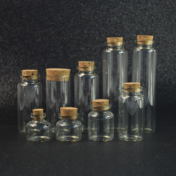 Empty 1.5ml 3ml 5ml 10ml 15ml 20ml 30ml Vials Clear Mini Sample Jars Glass Bottles with Corks