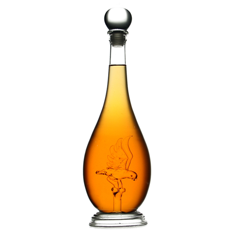 Empty 100 ml glass liquor bottle with the customized logo