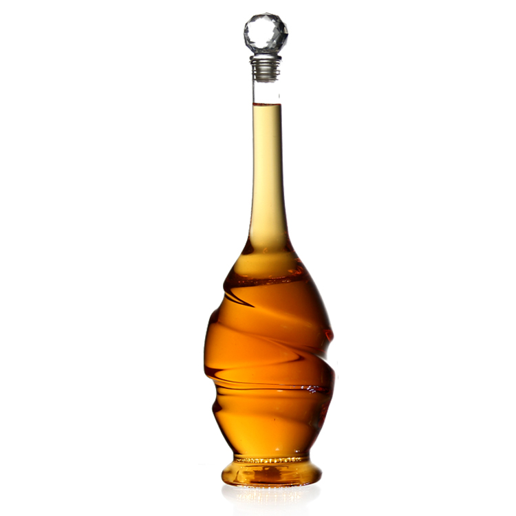 Empty 100 ml glass liquor bottle with the customized logo