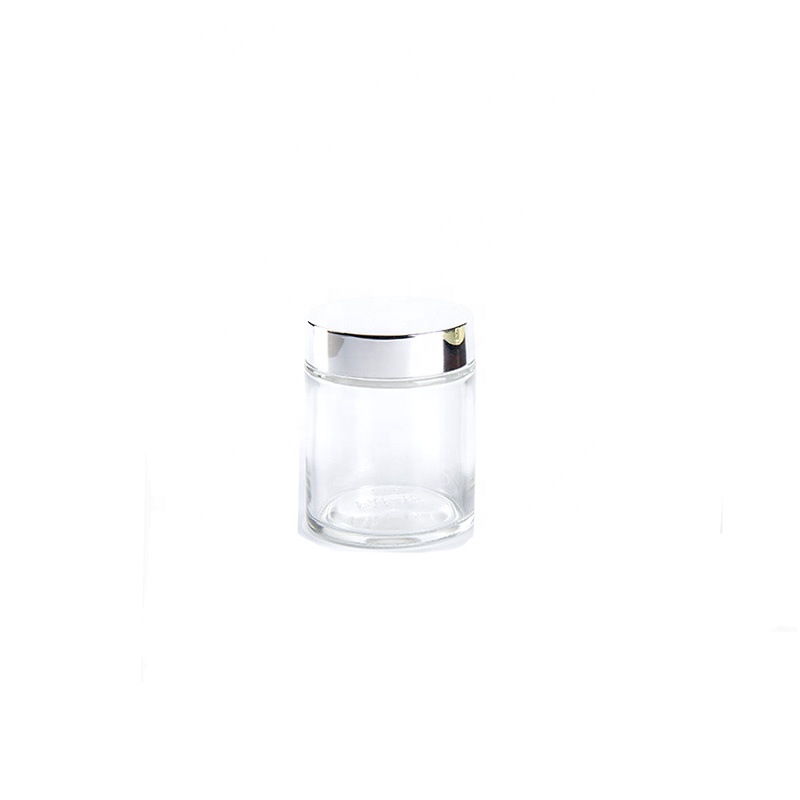 Empty 100g Amber Clear Skincare Cream Cosmetic Glass Jar With Black Screw glass jar luxury packaging