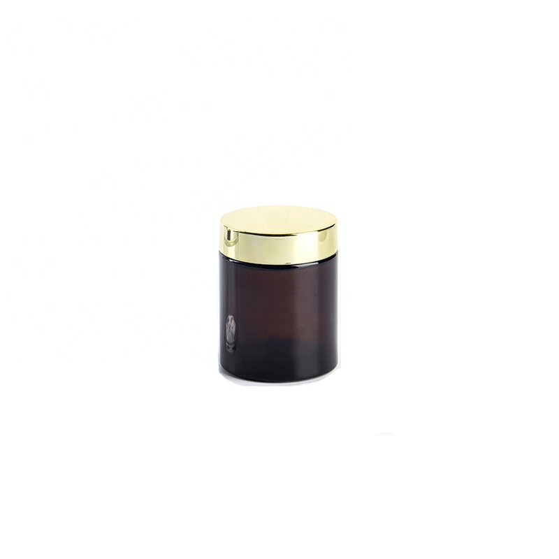Empty 100g Amber Clear Skincare Cream Cosmetic Glass Jar With Black Screw glass jar luxury packaging