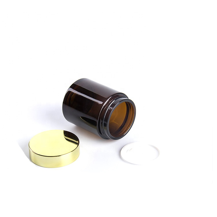Empty 100g Amber Clear Skincare Cream Cosmetic Glass Jar With Black Screw glass jar luxury packaging