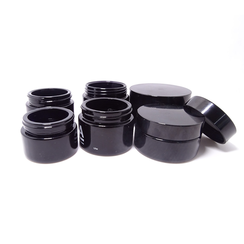 Empty 100g black violet glass jar for apothecary
