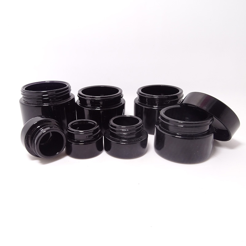 Empty 100g black violet glass jar for apothecary
