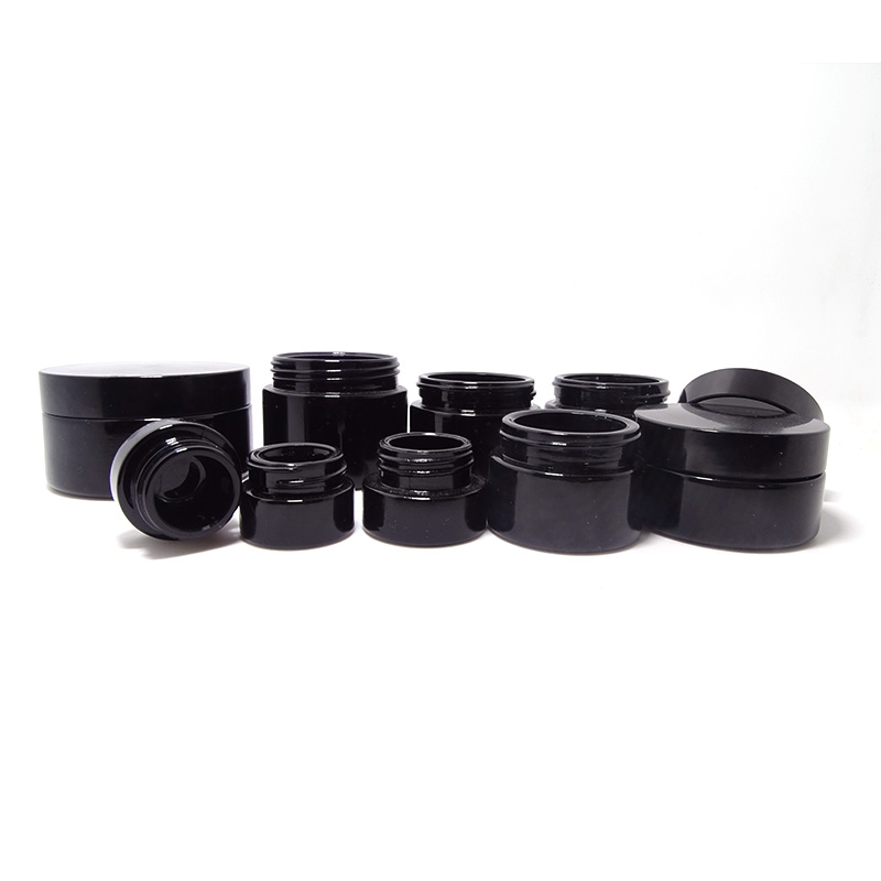 Empty 100g black violet glass jar for apothecary
