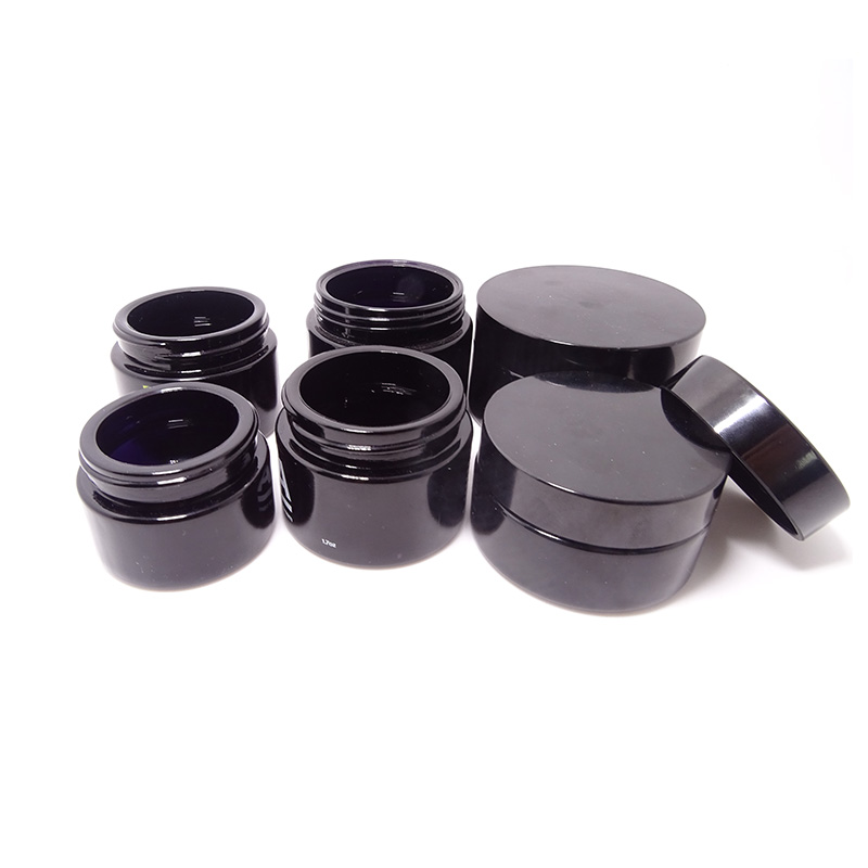 Empty 100g black violet glass jar for apothecary