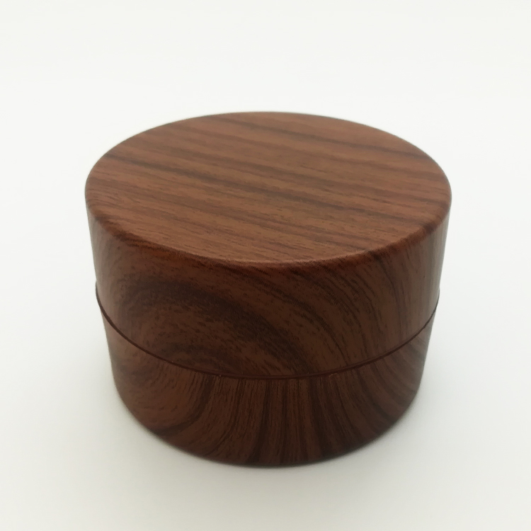 Empty 100g wooden look plastic cosmetic jar container PP plastic double wall body cream jar pot 3.3oz