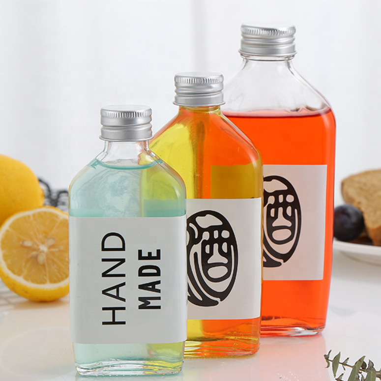 Empty 100ml 150ml 250ml Hip flat flask custom logo cold brew coffee alcohol liquor wine vodka spirit glass bottle