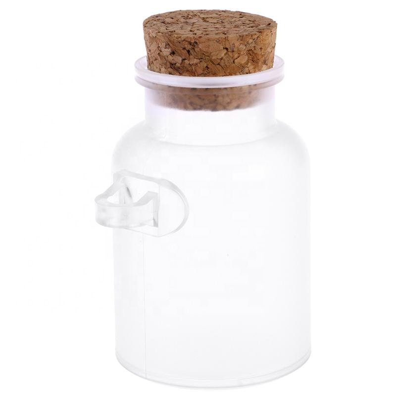 Empty 100ml 200ml 300ml clear frosted bath salt container jar with cork and spoon