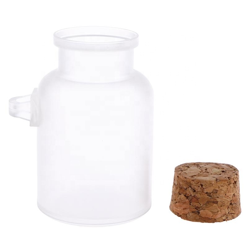 Empty 100ml 200ml 300ml clear frosted bath salt container jar with cork and spoon