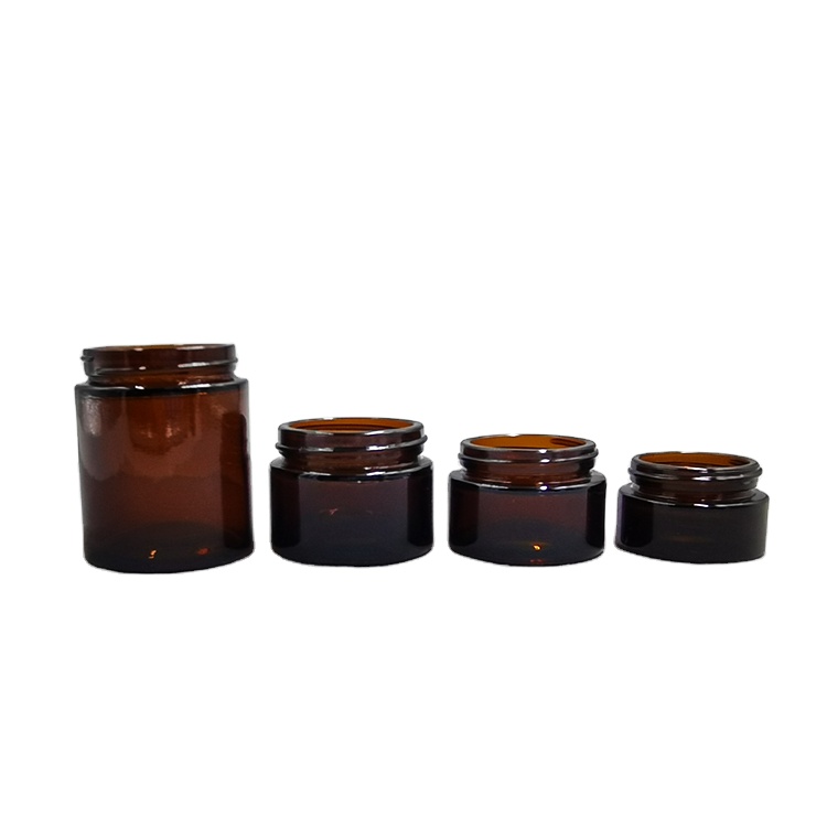 Empty 100ml Amber Glass Jar Lid For Cream Packaging