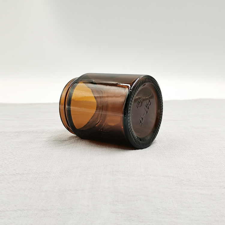 Empty 100ml Amber Glass Jar Lid For Cream Packaging