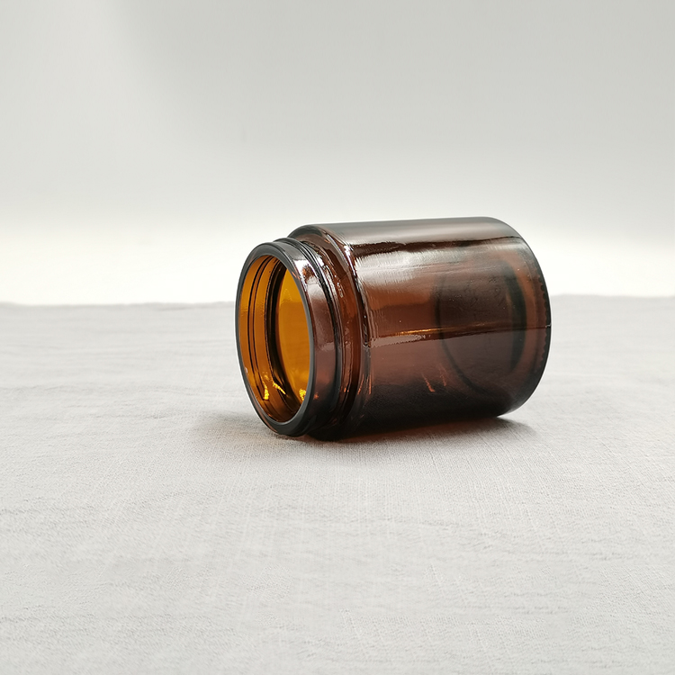 Empty 100ml Amber Glass Jar Lid For Cream Packaging
