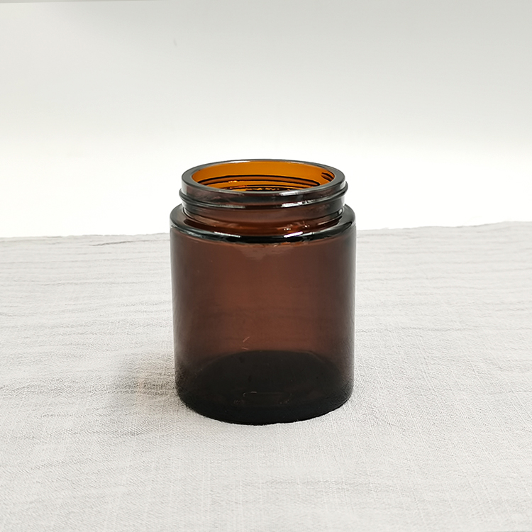 Empty 100ml Amber Glass Jar Lid For Cream Packaging