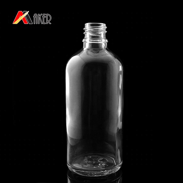 Empty 100ml Clear Boston Round Cosmetic Essential Oil Glass Dropper Bottle Screen Printing Personal Care