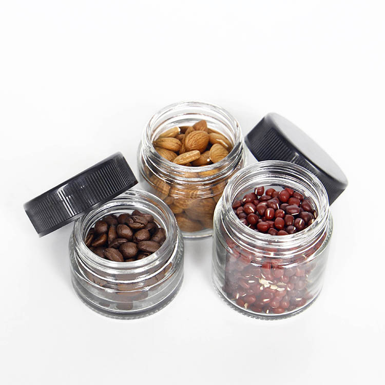Empty 100ml Round Glass Storage Jar with Child Proof Plastic Lid