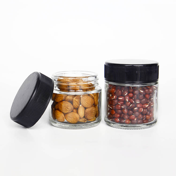 Empty 100ml Round Glass Storage Jar with Child Proof Plastic Lid