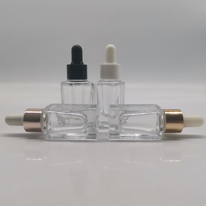 Empty 10mL square oil dropper bottle small glass bottle 1/3oz thick bottom for cosmetic serums