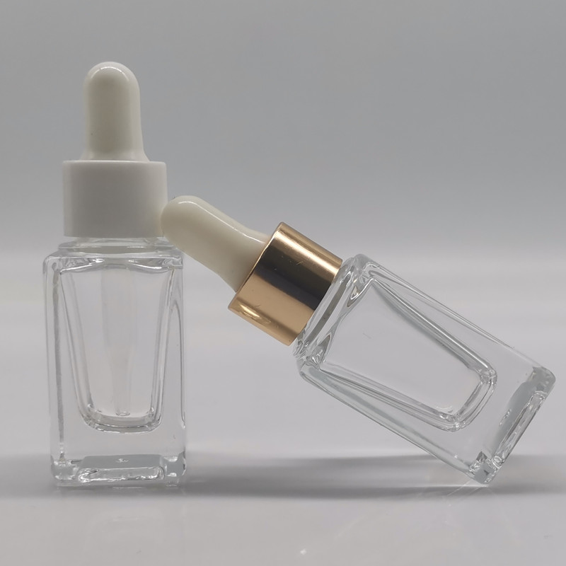 Empty 10mL square oil dropper bottle small glass bottle 1/3oz thick bottom for cosmetic serums