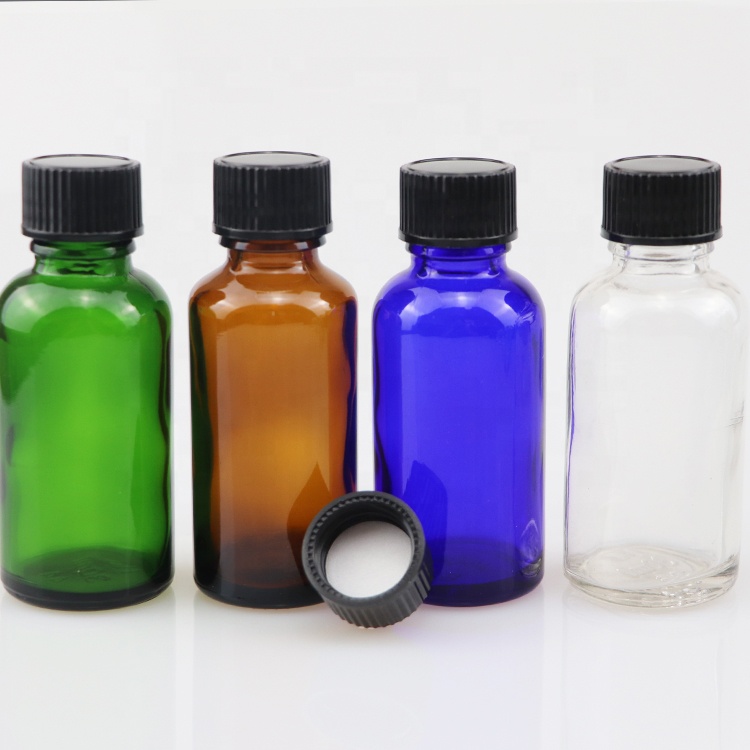 Empty 10ml 15ml 20ml 30ml 50ml 100ml amber clear blue green essential oil glass dropper bottle with screw cap and reducer plug