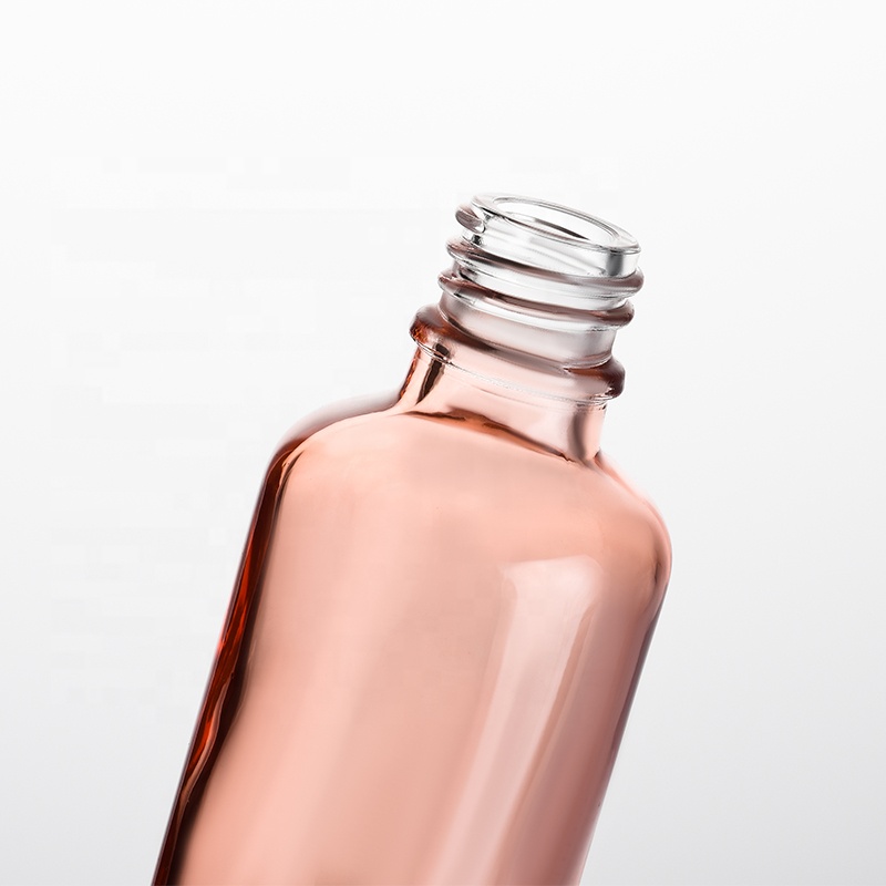 Empty 10ml 15ml 30ml 50ml 100ml hair serum cbd oil pink glass dropper bottle with rose gold aluminum cap
