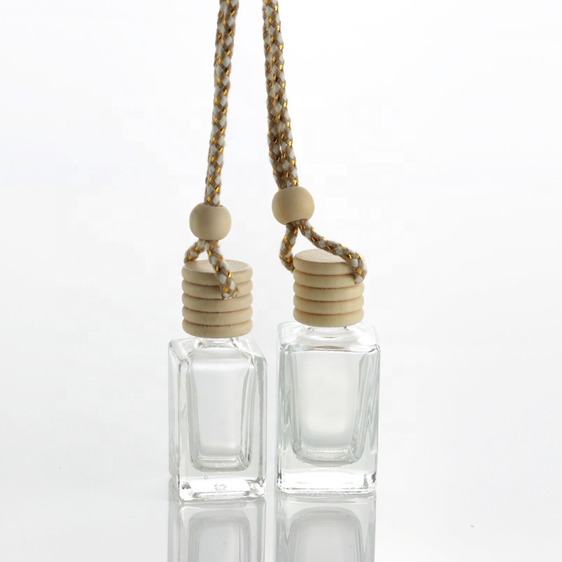 Empty 10ml Air Freshener Glass Bottle Hanging Car Perfume Bottle With Wooden Lid (CG02)