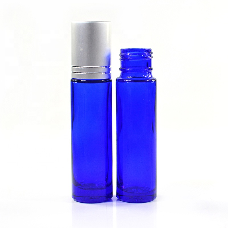 Empty 10ml Pink Blue Rainbow Cosmetic Perfume Glass Roller Bottle Matte Gold Lid