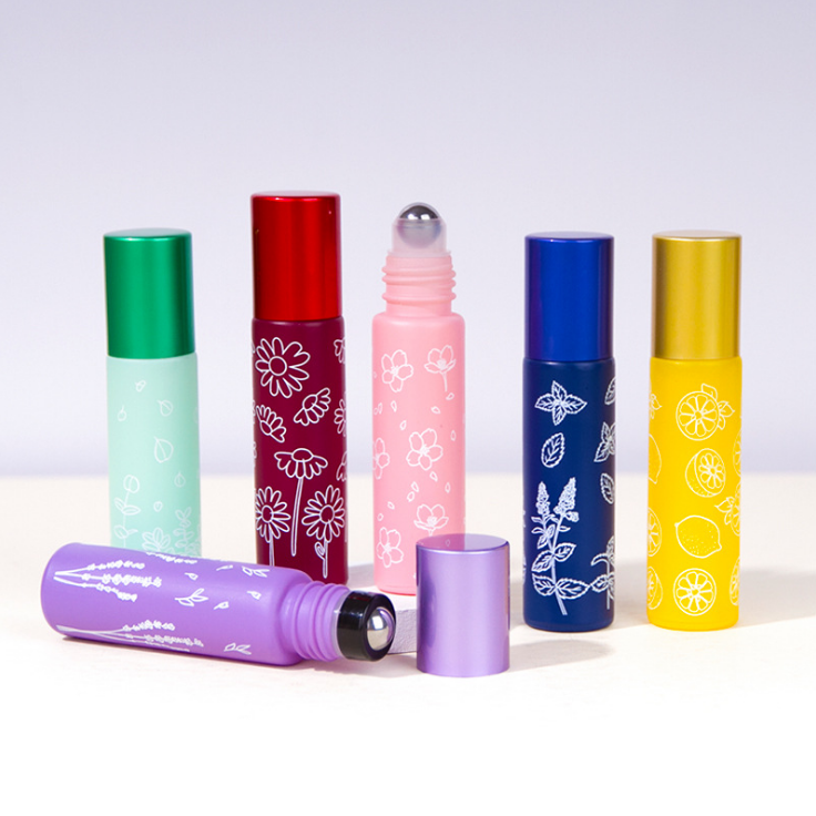 Empty 10ml wholesale printing glass roll on bottle for essential oil