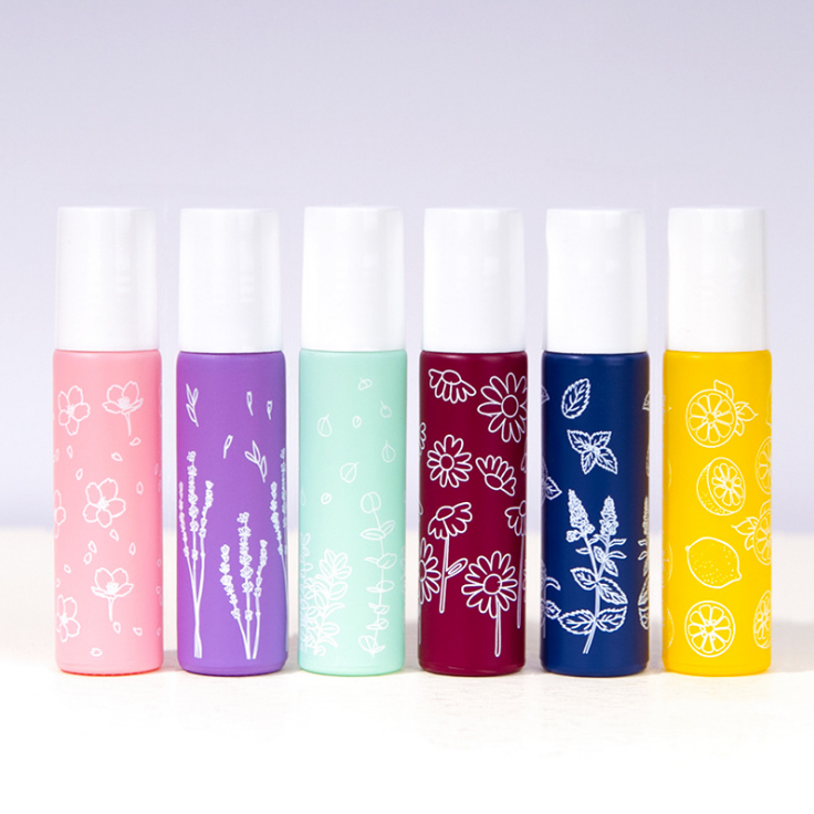 Empty 10ml wholesale printing glass roll on bottle for essential oil