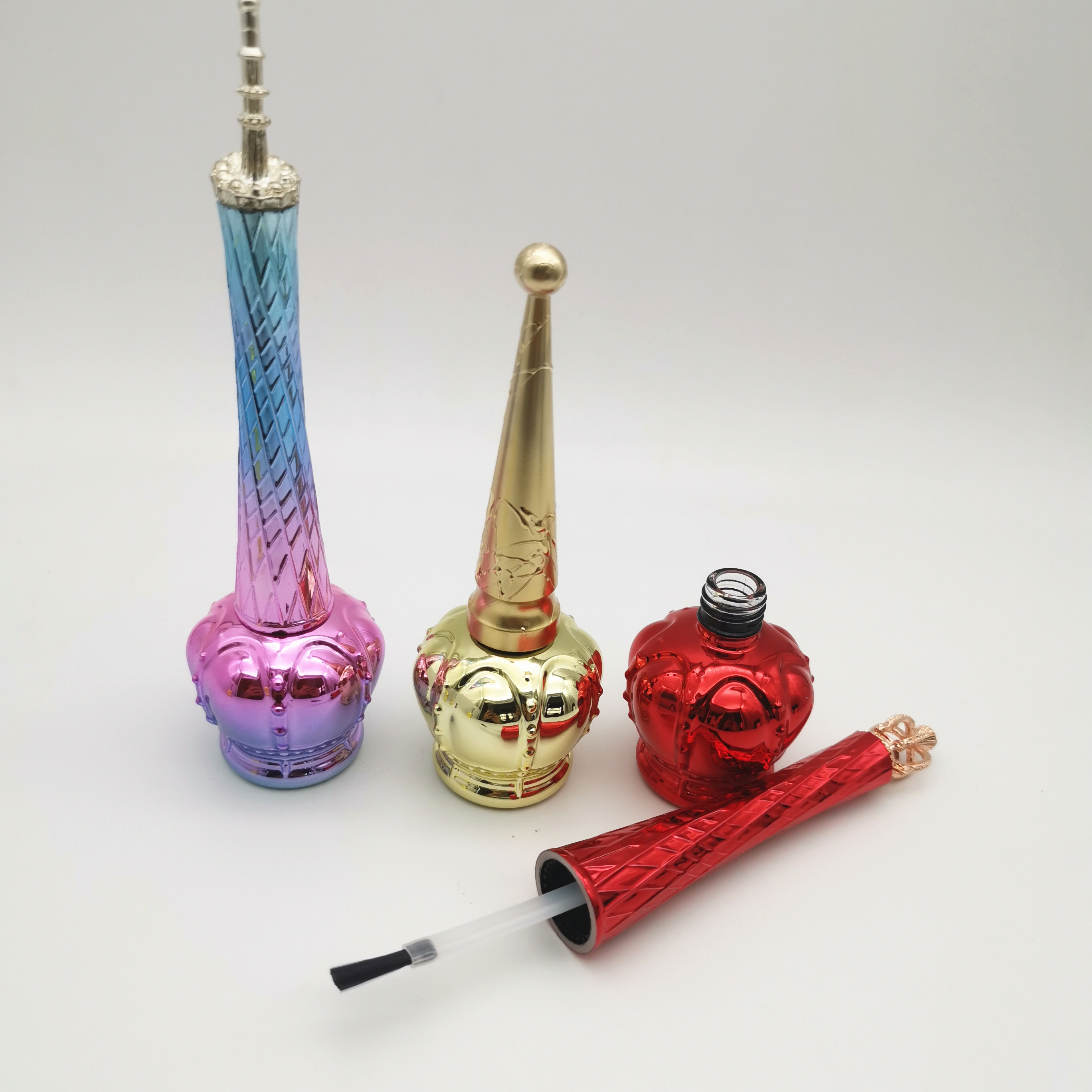 Empty 12ml crown nail polish bottle with brush